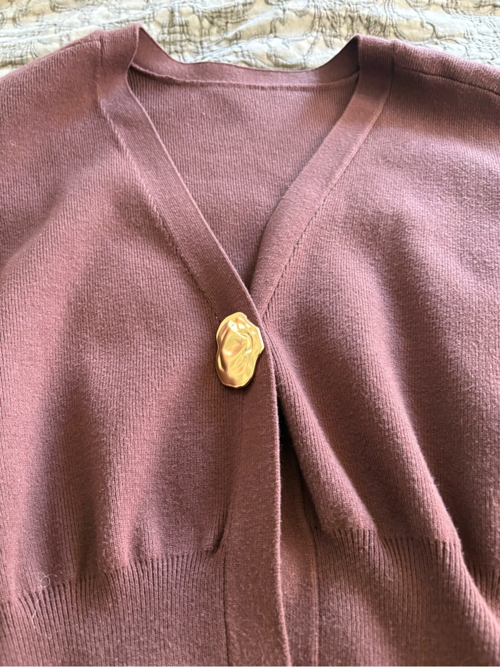 Commense V-Neck Button Front Cardigan - Rust - Picture 4 of 8